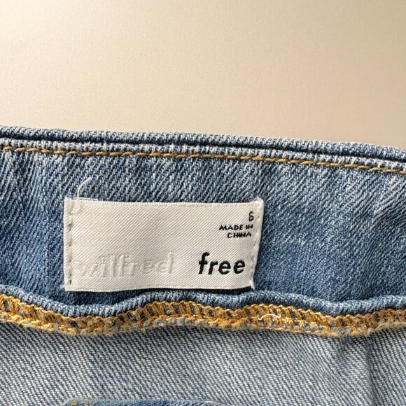 Aritzia Wilfred Free Aherns Exposed Button Front Denim Mini Skirt Size 6 - Picture 7 of 8